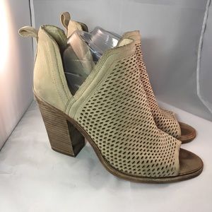 Vince Camuto Kensa Peep Toe Booties Tan